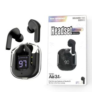 Air 31 Tws Original Transparent Earbuds Bluetooth 5.3v Black