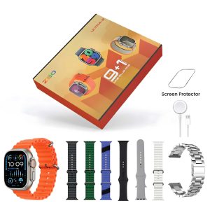 9+1 Z60 Ultra-2 Big Ips Display 49mm 8 Strap+screen Protector Bt Calling Smartwatch Always On Display With Fitpro App Silver