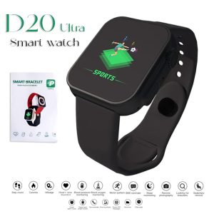 D20 Ultra Smart Watch Heart Rate Blood Pressure Oxygen Reloj Intelligent Smart Bracelet With Fitpro App Black