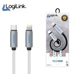LogiLink Type-C to Lightning Nylon Fast Charging Data Cable with Light – 1M (Blue, Grey, White, Black)