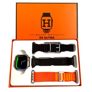 S9 Ultra 49mm (3 Straps) Smart Watch Series 9 With Metal Milanese Strap Bluetooth Voice Call 2.2 Inch Hd Screen With Fitpro App