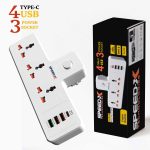 Portable Power Strip 3socket+3usb+1type-c Port  304puc Speed-x Premium
