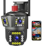 Speed-x Ptz 3 Camera Lens Wifi Outdoor 6mp(spz-803)  Color Night Vision With V380 Pro App